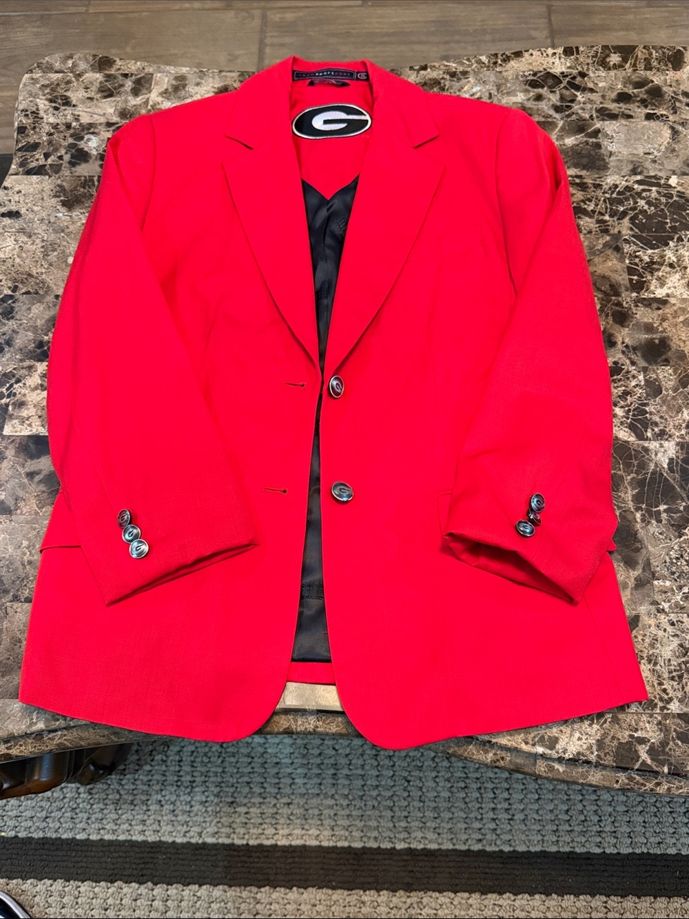 Women's Red Tailored Blazer with Notch Lapel